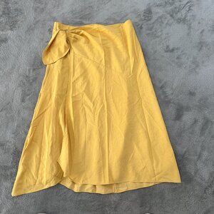Vince Yellow Wrap Midi Skirt Women's size 10